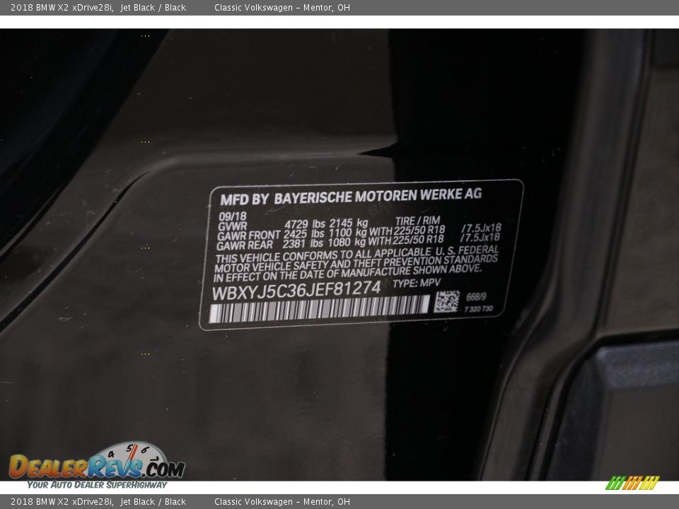 2018 BMW X2 xDrive28i Jet Black / Black Photo #20