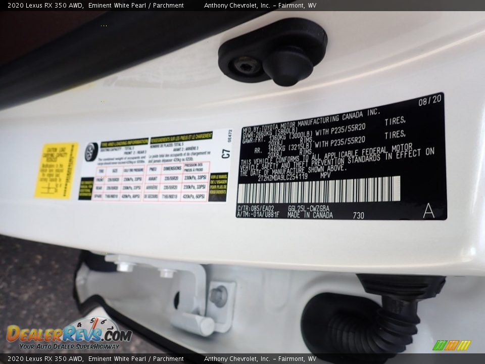 2020 Lexus RX 350 AWD Eminent White Pearl / Parchment Photo #14