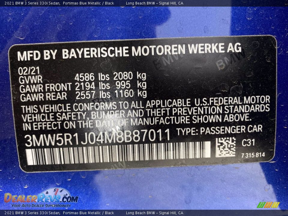 2021 BMW 3 Series 330i Sedan Portimao Blue Metallic / Black Photo #26