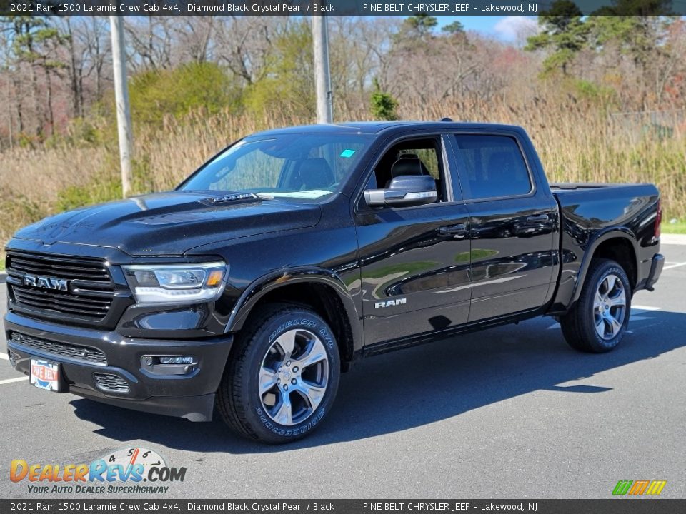 2021 Ram 1500 Laramie Crew Cab 4x4 Diamond Black Crystal Pearl / Black Photo #1