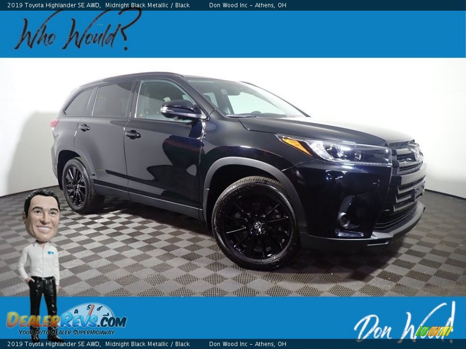 2019 Toyota Highlander SE AWD Midnight Black Metallic / Black Photo #1