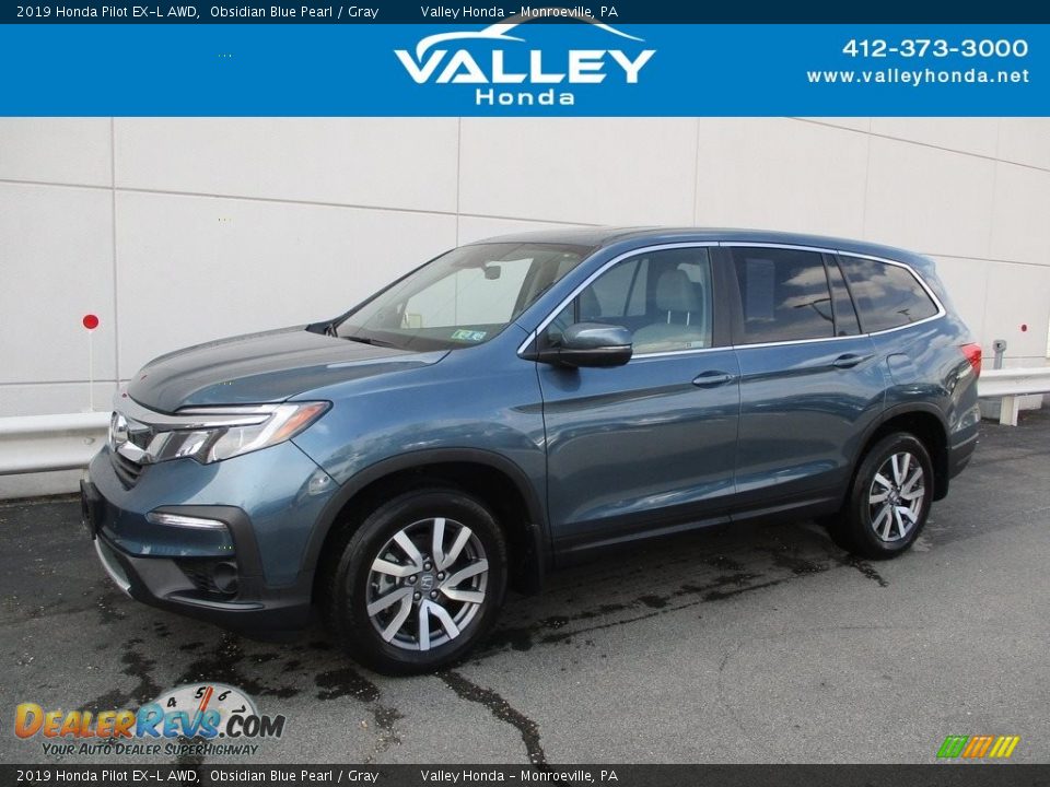 2019 Honda Pilot EX-L AWD Obsidian Blue Pearl / Gray Photo #1