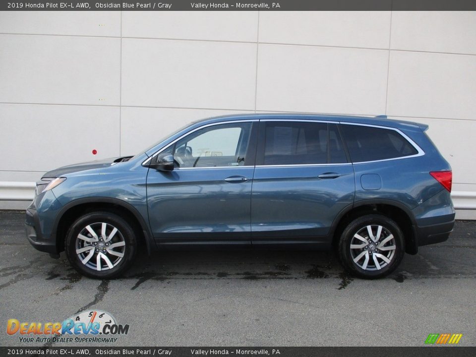 2019 Honda Pilot EX-L AWD Obsidian Blue Pearl / Gray Photo #2