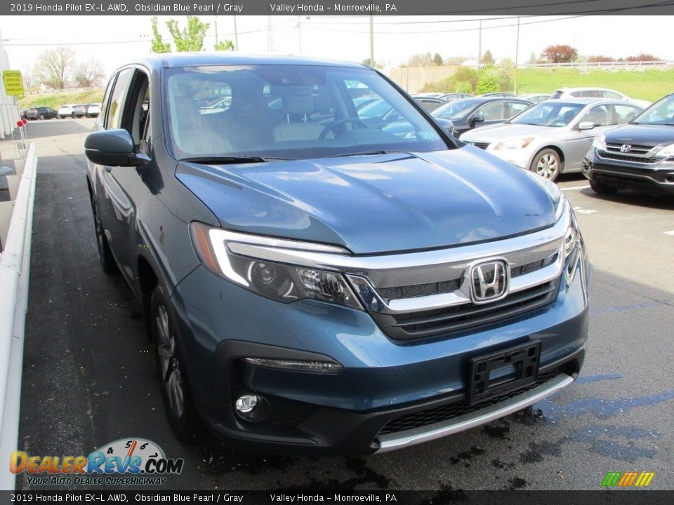 2019 Honda Pilot EX-L AWD Obsidian Blue Pearl / Gray Photo #7