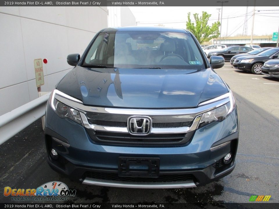 2019 Honda Pilot EX-L AWD Obsidian Blue Pearl / Gray Photo #8