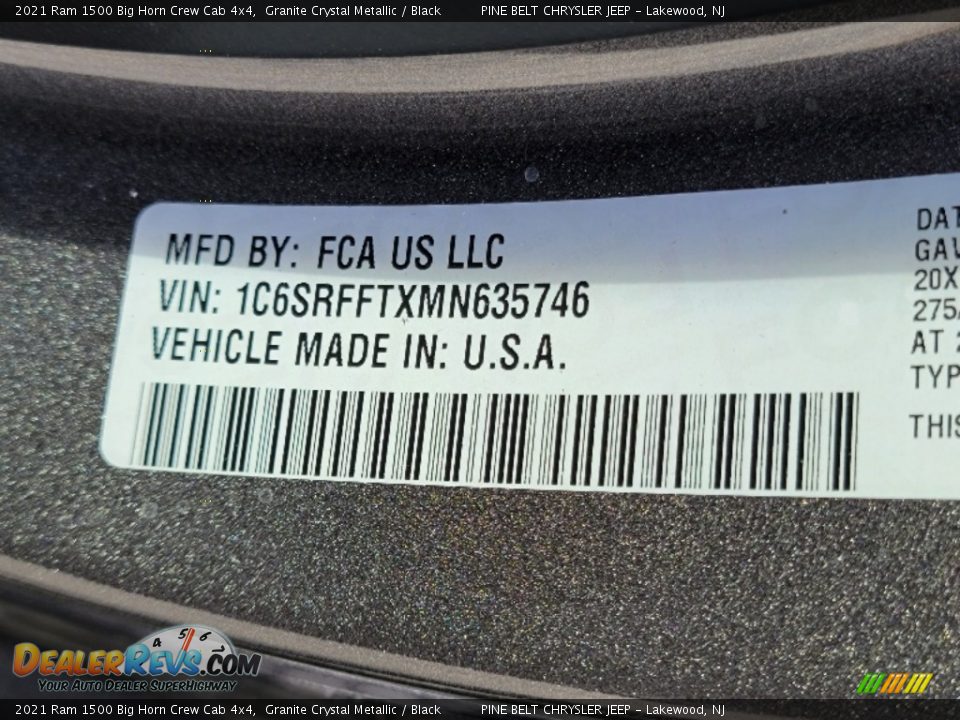 2021 Ram 1500 Big Horn Crew Cab 4x4 Granite Crystal Metallic / Black Photo #14