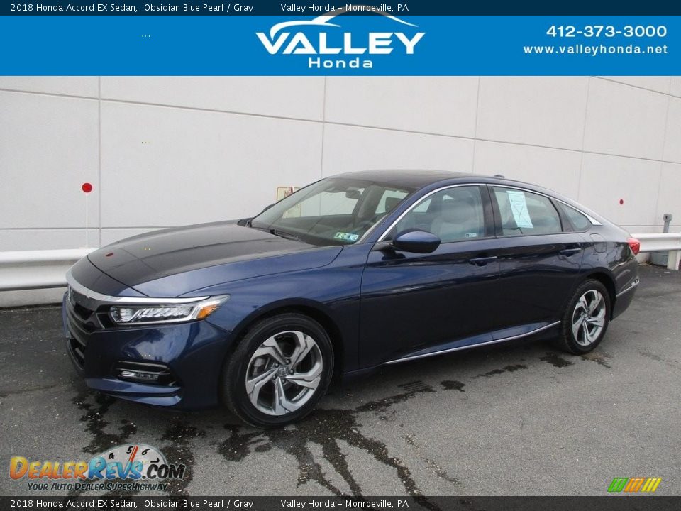 2018 Honda Accord EX Sedan Obsidian Blue Pearl / Gray Photo #1