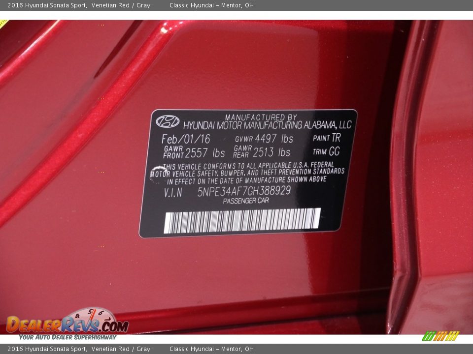 2016 Hyundai Sonata Sport Venetian Red / Gray Photo #18