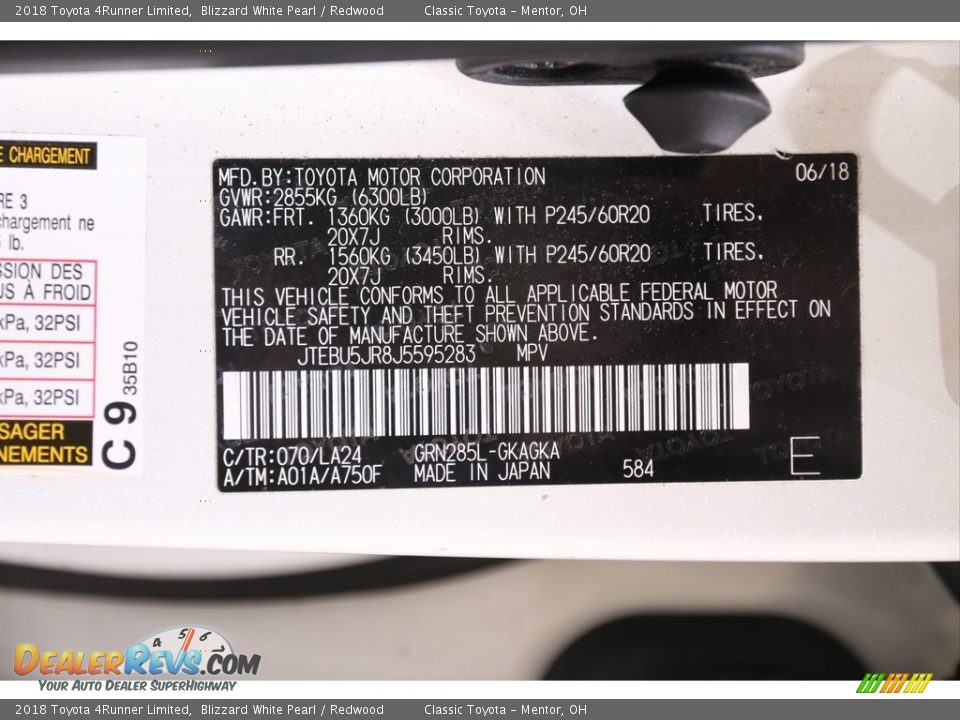 2018 Toyota 4Runner Limited Blizzard White Pearl / Redwood Photo #20