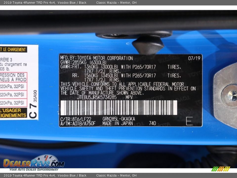 2019 Toyota 4Runner TRD Pro 4x4 Voodoo Blue / Black Photo #21