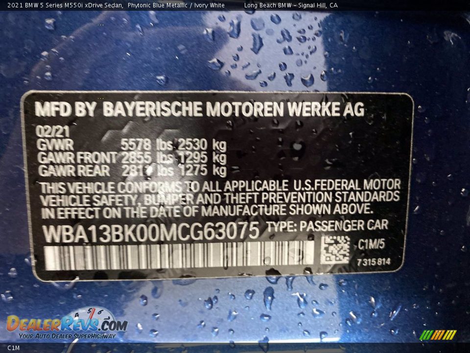 BMW Color Code C1M Phytonic Blue Metallic