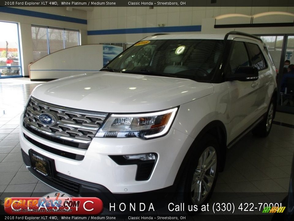 2018 Ford Explorer XLT 4WD White Platinum / Medium Stone Photo #1