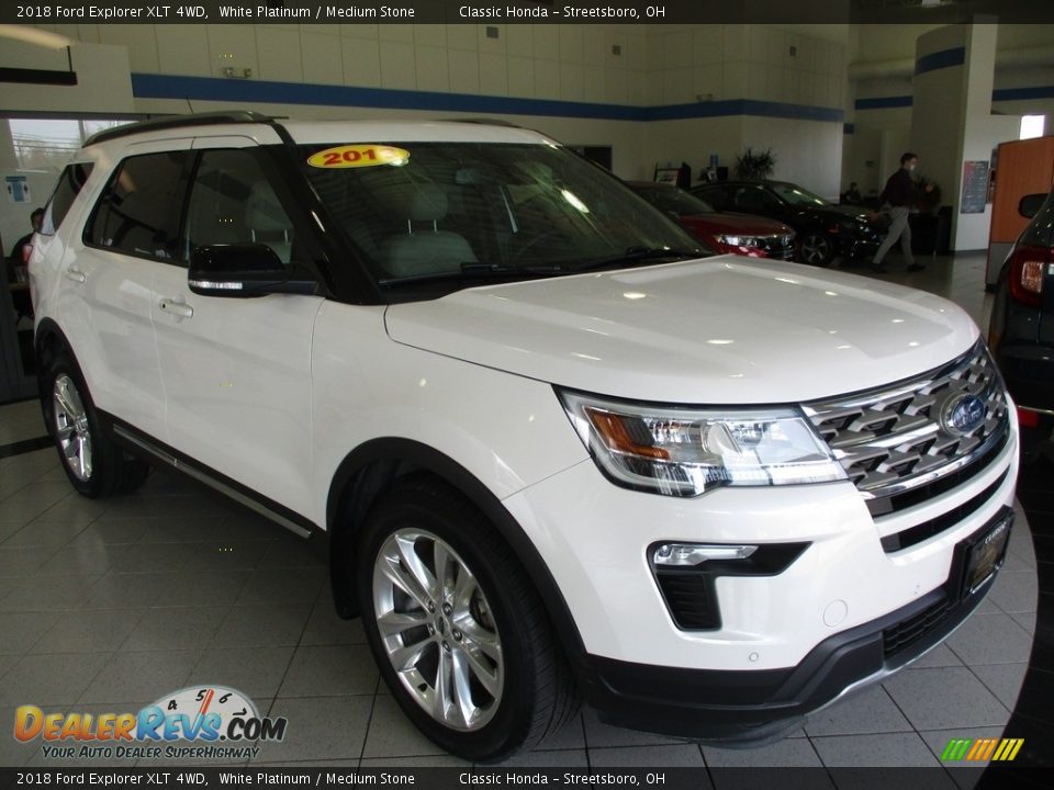 2018 Ford Explorer XLT 4WD White Platinum / Medium Stone Photo #3