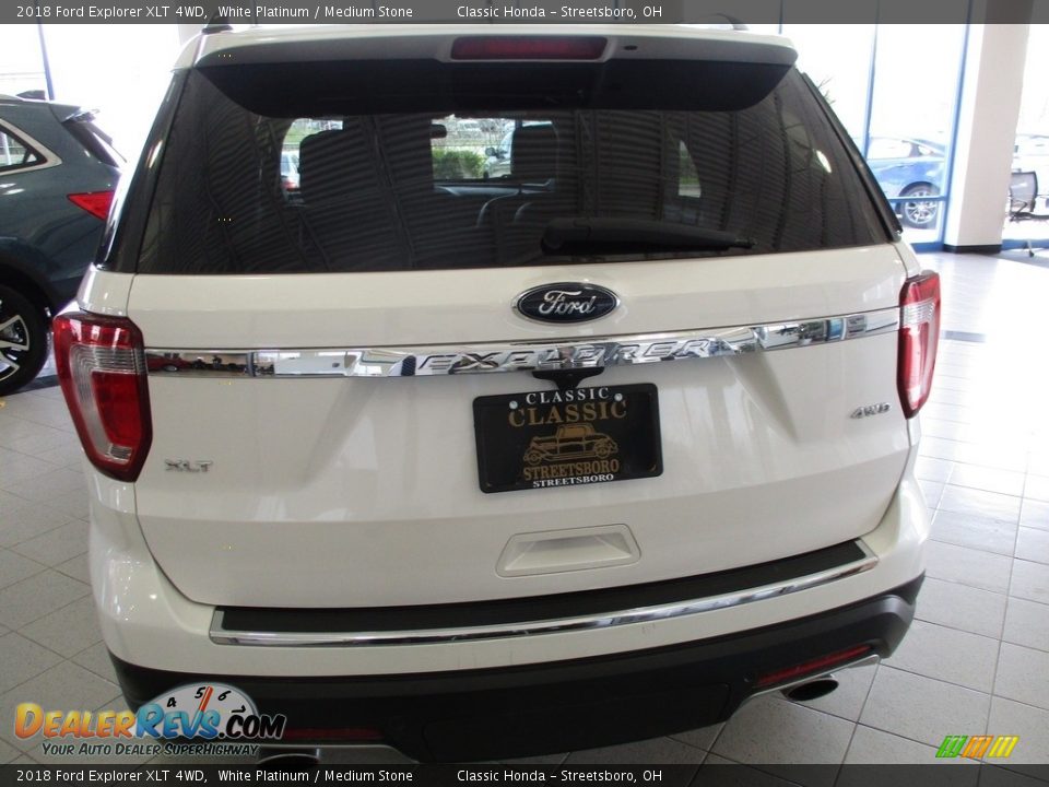 2018 Ford Explorer XLT 4WD White Platinum / Medium Stone Photo #8