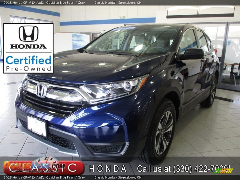 2018 Honda CR-V LX AWD Obsidian Blue Pearl / Gray Photo #1