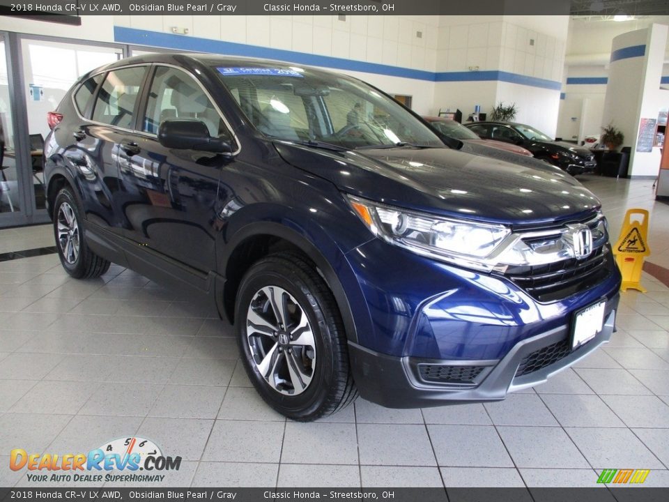 2018 Honda CR-V LX AWD Obsidian Blue Pearl / Gray Photo #3