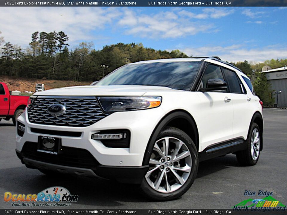 2021 Ford Explorer Platinum 4WD Star White Metallic Tri-Coat / Sandstone Photo #1