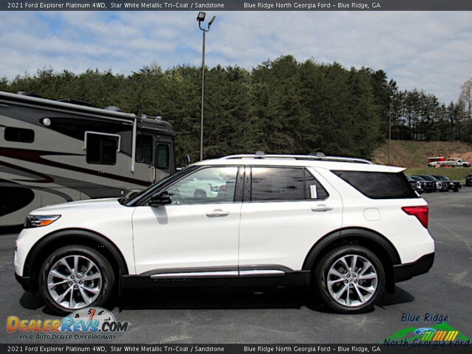 2021 Ford Explorer Platinum 4WD Star White Metallic Tri-Coat / Sandstone Photo #2