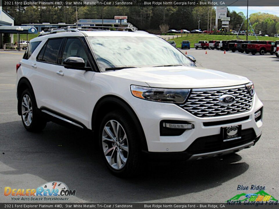 2021 Ford Explorer Platinum 4WD Star White Metallic Tri-Coat / Sandstone Photo #7