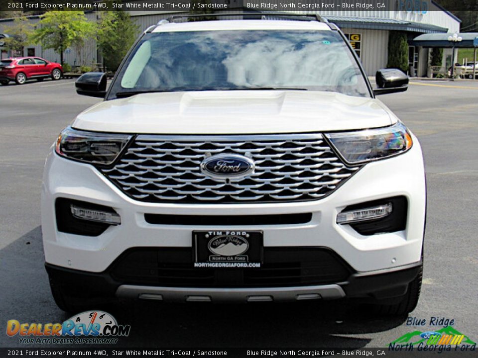 2021 Ford Explorer Platinum 4WD Star White Metallic Tri-Coat / Sandstone Photo #8