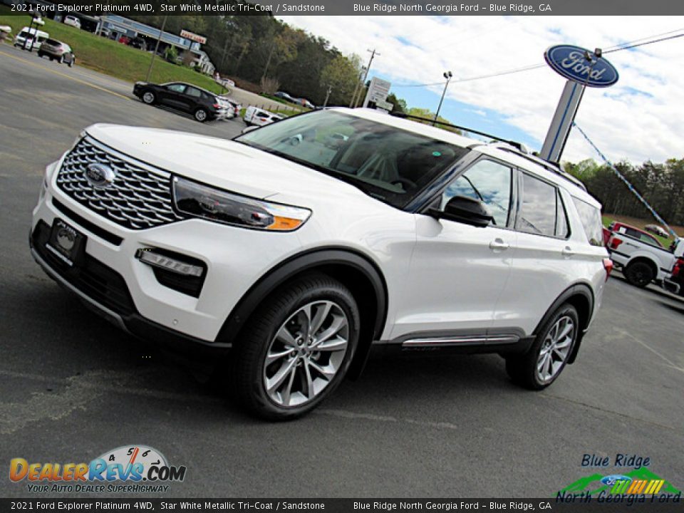 2021 Ford Explorer Platinum 4WD Star White Metallic Tri-Coat / Sandstone Photo #25