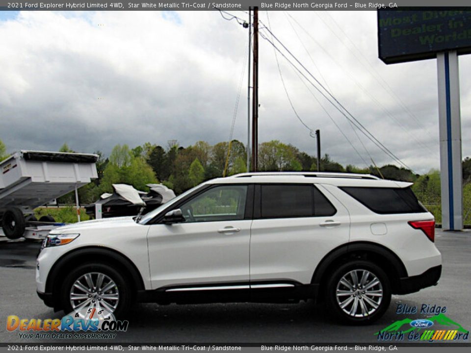 2021 Ford Explorer Hybrid Limited 4WD Star White Metallic Tri-Coat / Sandstone Photo #2