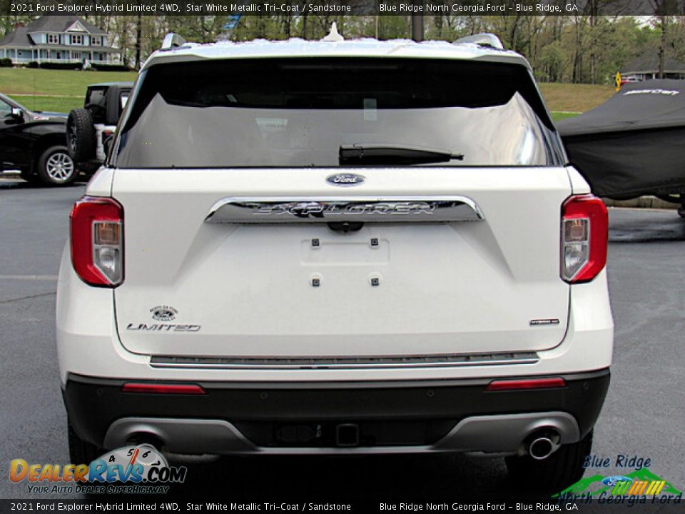 2021 Ford Explorer Hybrid Limited 4WD Star White Metallic Tri-Coat / Sandstone Photo #4