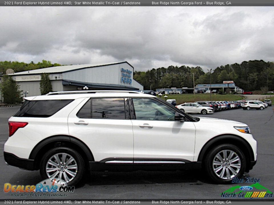 2021 Ford Explorer Hybrid Limited 4WD Star White Metallic Tri-Coat / Sandstone Photo #6