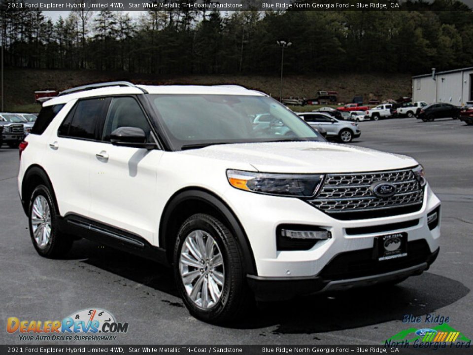 2021 Ford Explorer Hybrid Limited 4WD Star White Metallic Tri-Coat / Sandstone Photo #7