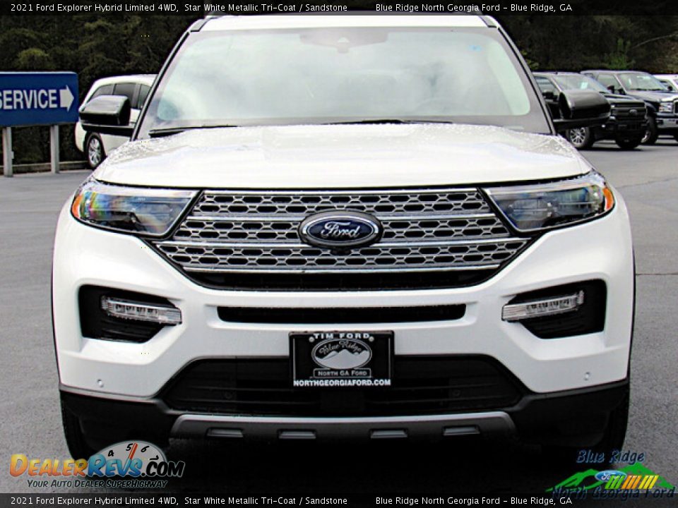 2021 Ford Explorer Hybrid Limited 4WD Star White Metallic Tri-Coat / Sandstone Photo #8