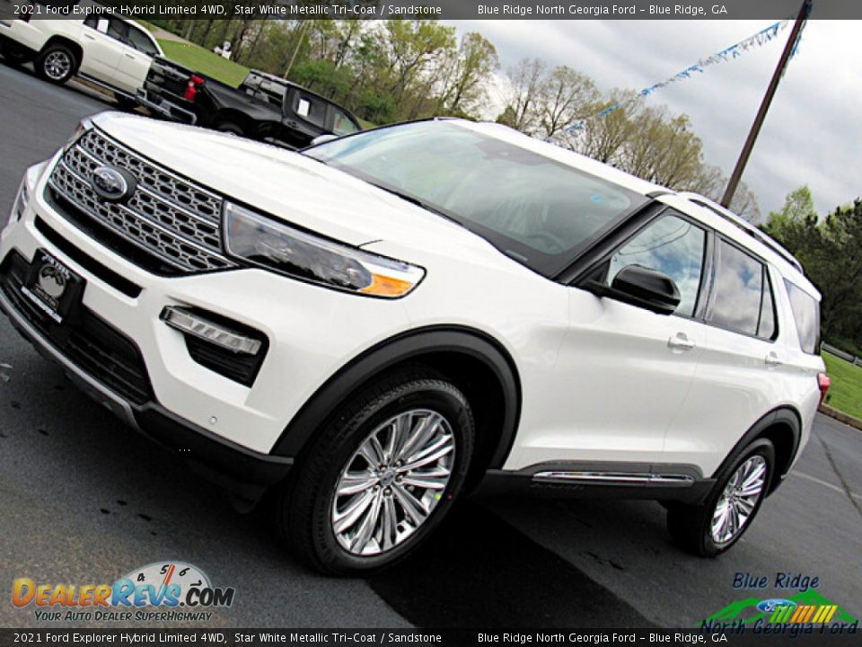 2021 Ford Explorer Hybrid Limited 4WD Star White Metallic Tri-Coat / Sandstone Photo #30