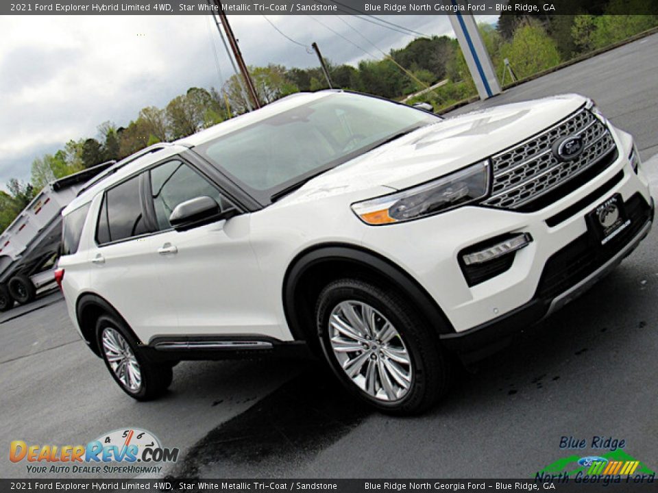 2021 Ford Explorer Hybrid Limited 4WD Star White Metallic Tri-Coat / Sandstone Photo #31