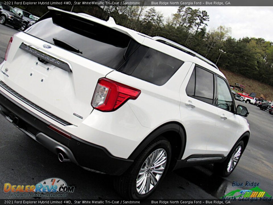 2021 Ford Explorer Hybrid Limited 4WD Star White Metallic Tri-Coat / Sandstone Photo #32
