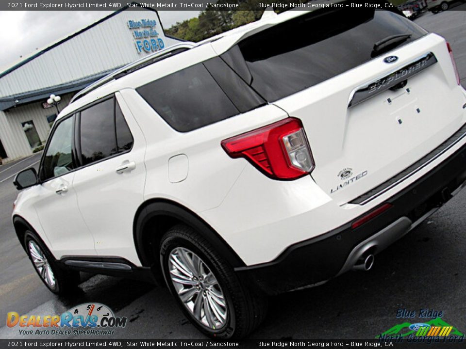 2021 Ford Explorer Hybrid Limited 4WD Star White Metallic Tri-Coat / Sandstone Photo #33