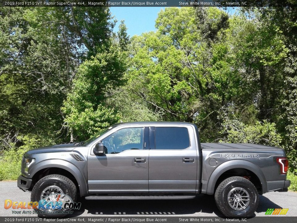 2019 Ford F150 SVT Raptor SuperCrew 4x4 Magnetic / Raptor Black/Unique Blue Accent Photo #1