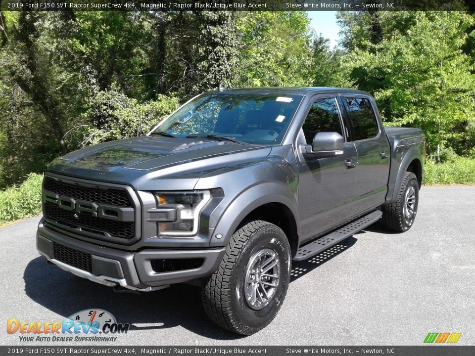 2019 Ford F150 SVT Raptor SuperCrew 4x4 Magnetic / Raptor Black/Unique Blue Accent Photo #2