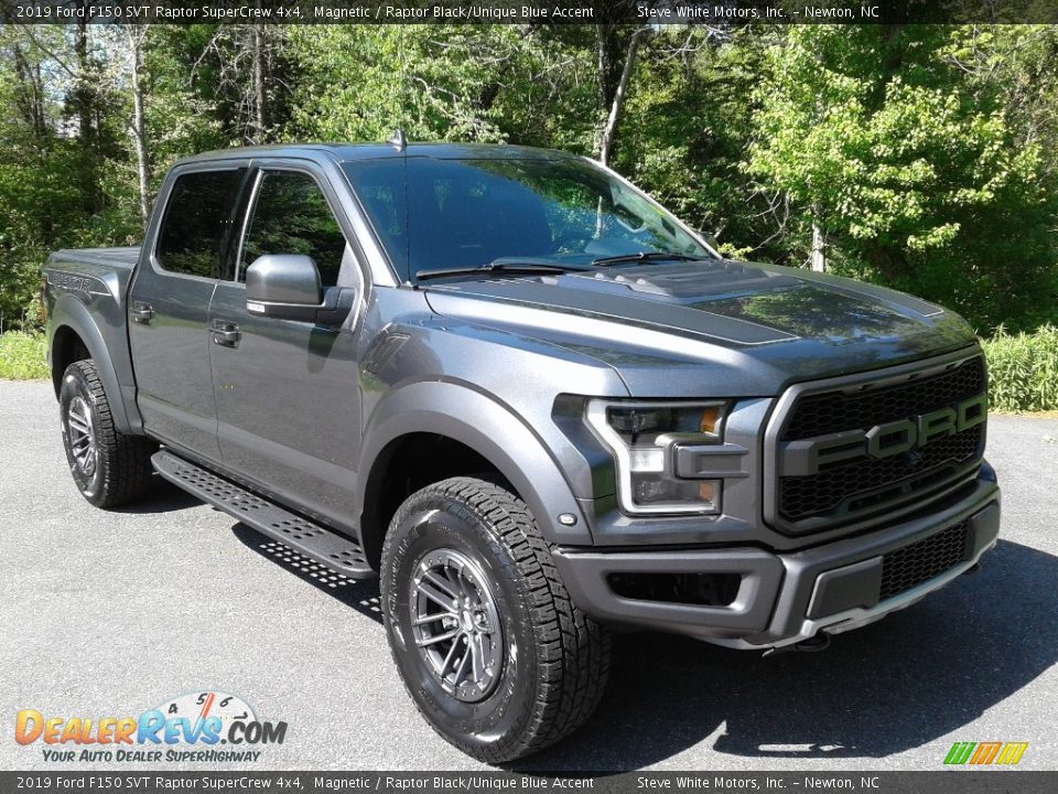 2019 Ford F150 SVT Raptor SuperCrew 4x4 Magnetic / Raptor Black/Unique Blue Accent Photo #5