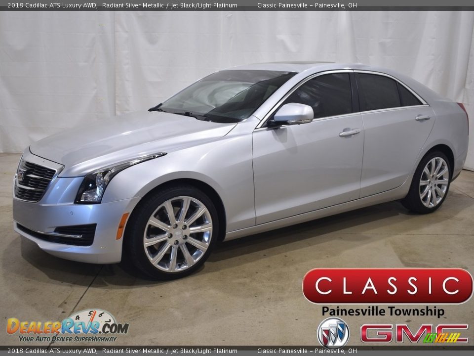 2018 Cadillac ATS Luxury AWD Radiant Silver Metallic / Jet Black/Light Platinum Photo #1