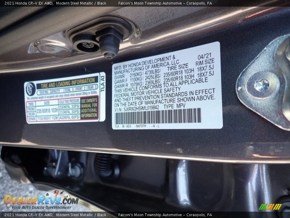 2021 Honda CR-V EX AWD Modern Steel Metallic / Black Photo #12