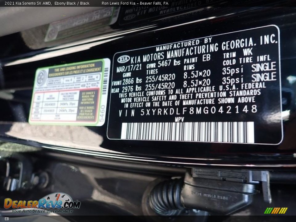 Kia Color Code EB Ebony Black