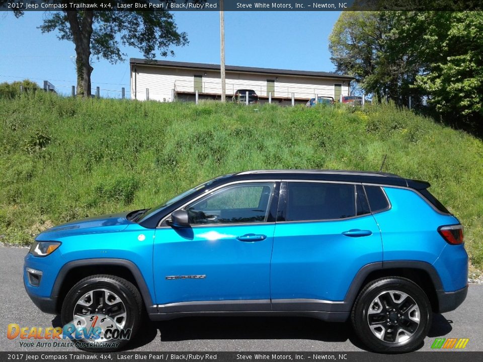 2017 Jeep Compass Trailhawk 4x4 Laser Blue Pearl / Black/Ruby Red Photo #1