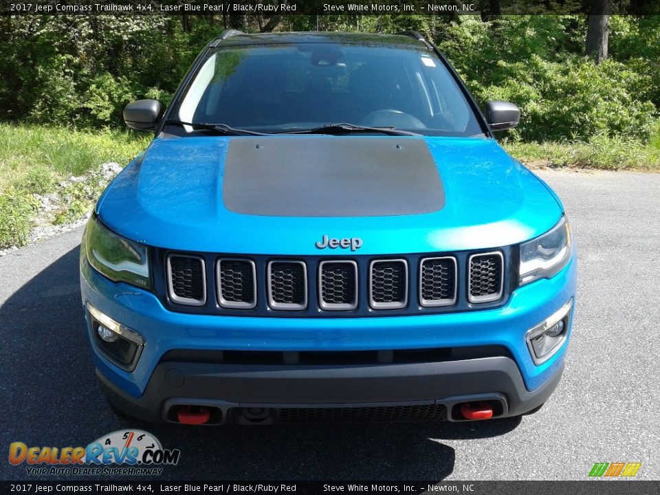 2017 Jeep Compass Trailhawk 4x4 Laser Blue Pearl / Black/Ruby Red Photo #3