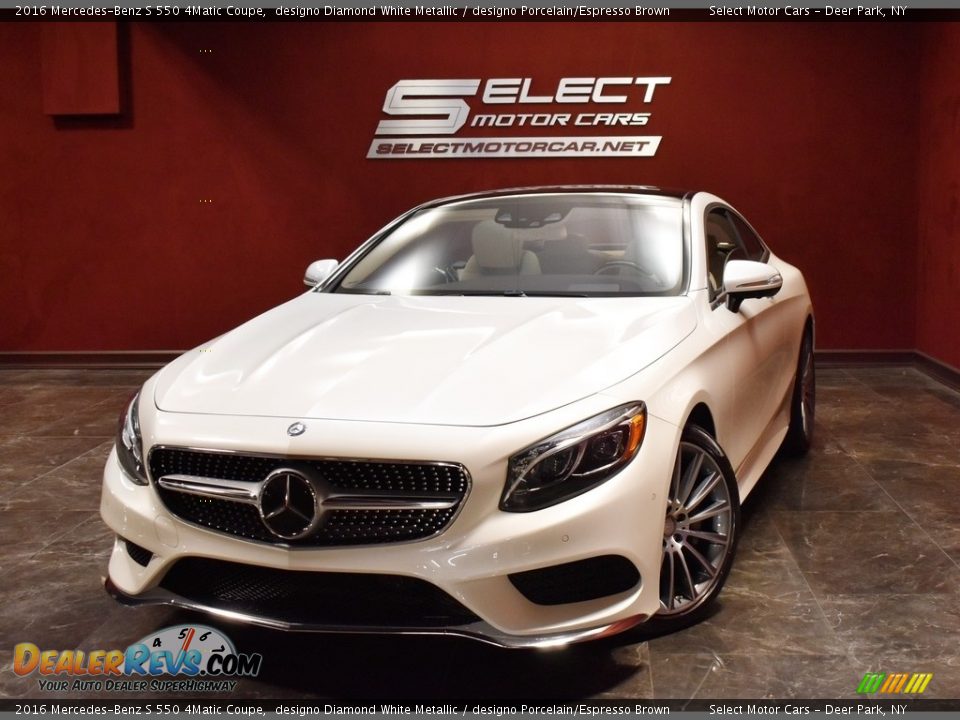 2016 Mercedes-Benz S 550 4Matic Coupe designo Diamond White Metallic / designo Porcelain/Espresso Brown Photo #1