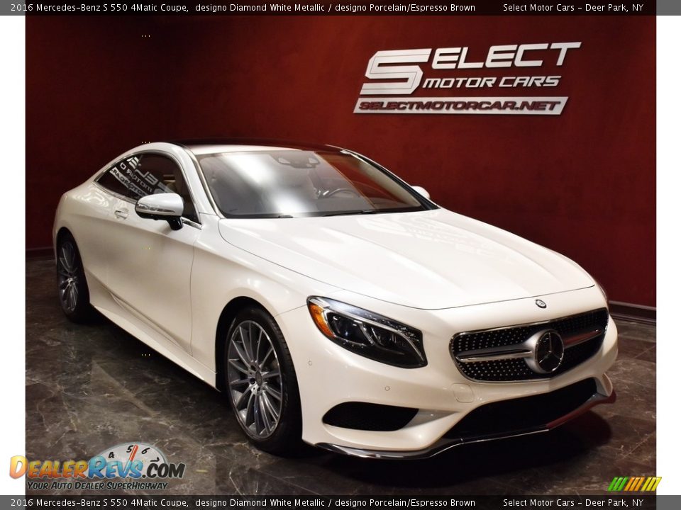 2016 Mercedes-Benz S 550 4Matic Coupe designo Diamond White Metallic / designo Porcelain/Espresso Brown Photo #3