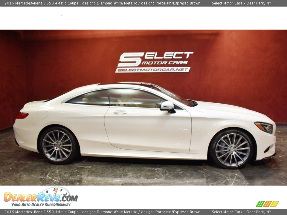 2016 Mercedes-Benz S 550 4Matic Coupe designo Diamond White Metallic / designo Porcelain/Espresso Brown Photo #4