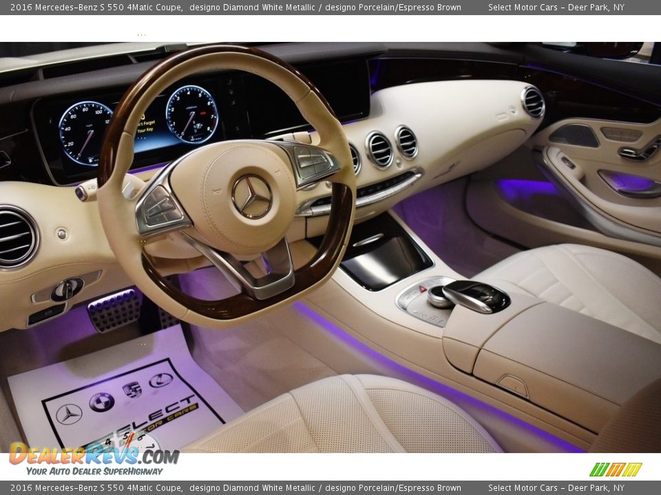 2016 Mercedes-Benz S 550 4Matic Coupe designo Diamond White Metallic / designo Porcelain/Espresso Brown Photo #12
