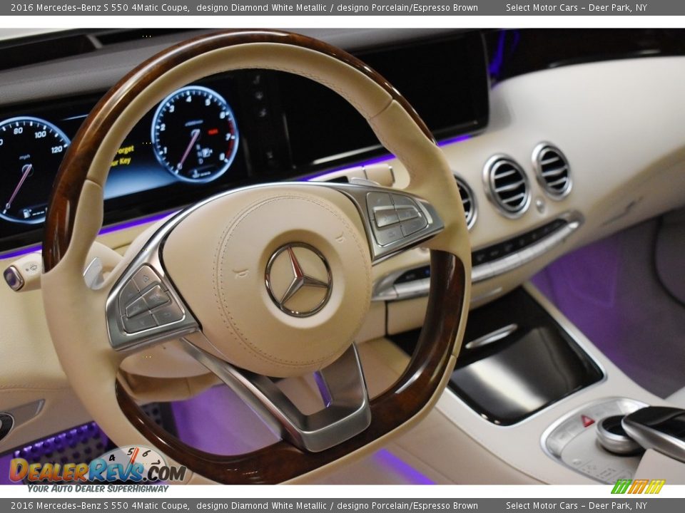 2016 Mercedes-Benz S 550 4Matic Coupe designo Diamond White Metallic / designo Porcelain/Espresso Brown Photo #13