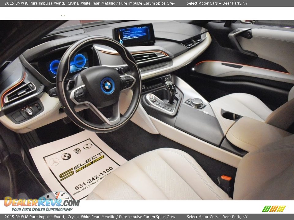 2015 BMW i8 Pure Impulse World Crystal White Pearl Metallic / Pure Impulse Carum Spice Grey Photo #9