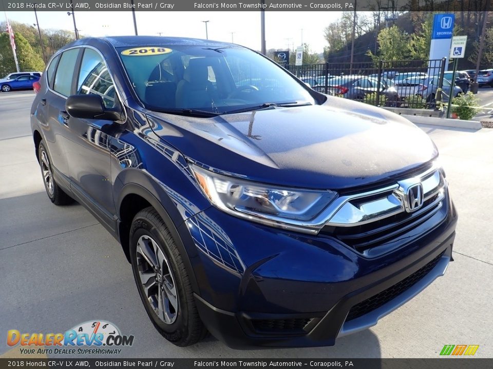 2018 Honda CR-V LX AWD Obsidian Blue Pearl / Gray Photo #6