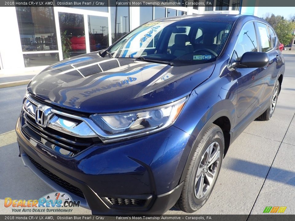 2018 Honda CR-V LX AWD Obsidian Blue Pearl / Gray Photo #8